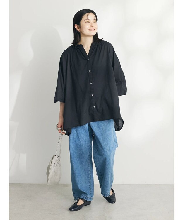 CRAFT STANDARD BOUTIQUE インド綿スキッパーチュニック Black