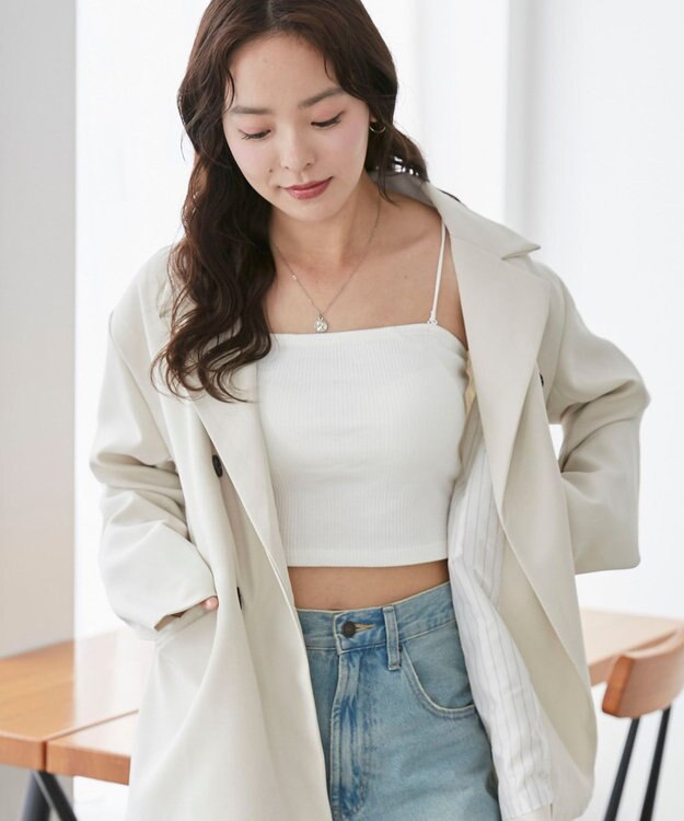 WEGO 【カップ付きインナー/SMサイズ展開】なちゅ盛れカップインショートキャミ オフホワイト