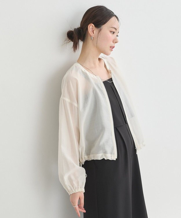 earth music&ecology シアーショートシャツブルゾン Off White