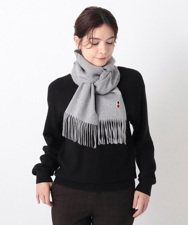 MOONBAT 【WEB限定】MACKINTOSH PHILOSOPHY バッキンガムベア付きウール100%無地マフラー (パッケージ付き) グレー