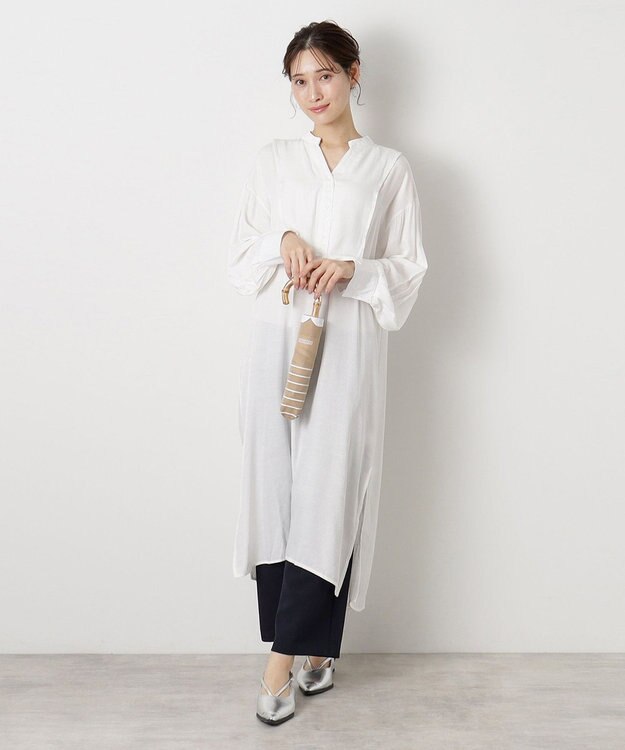 MOONBAT MACKINTOSH PHILOSOPHY(マッキントッシュ フィロソフィー) Cleric collar ボーダー 竹手元 雨傘 折りたたみ傘 ベージュ