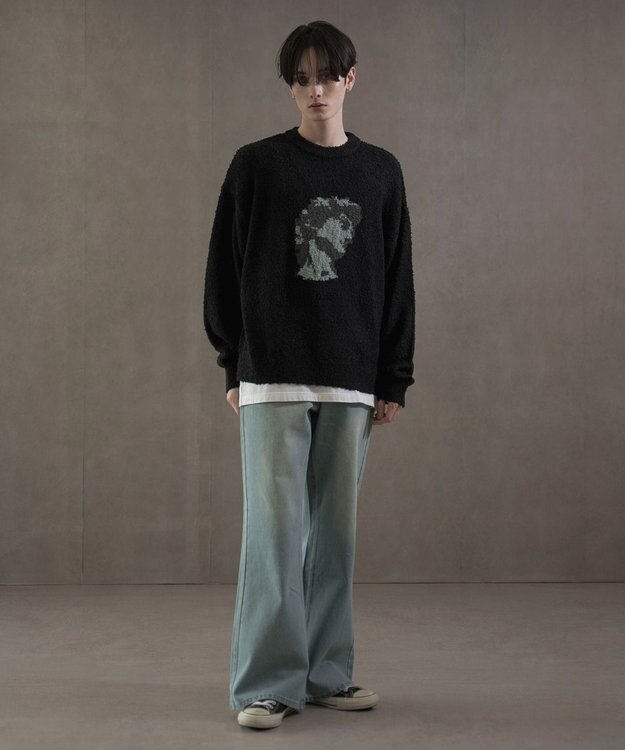 WEGO ボタンフライローライズフレアデニム デニム淡加工色