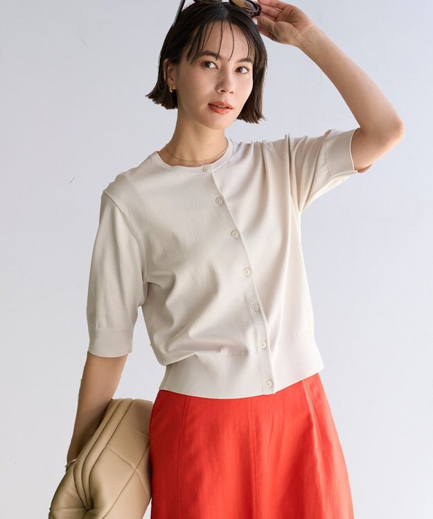 UNFILO L スゴ機能美 ハーフスリーブ カーディガン グレージュ