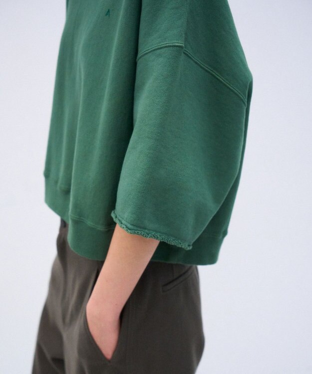 ATON NATURAL DYED URAKE | オーバーサイズハーフスリーブスウェット GREEN