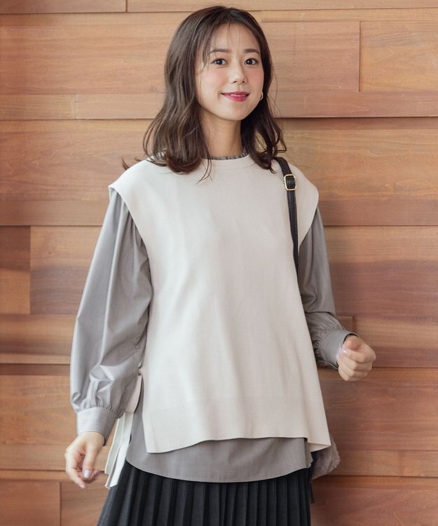 ANY L 2WAYコットン ベスト グレージュ