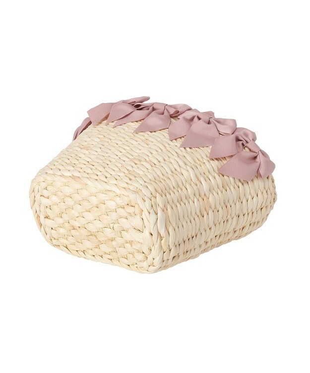 Maison de FLEUR 【2Way】フリルハンドルメイズリボン2Wayカゴバッグ Pink