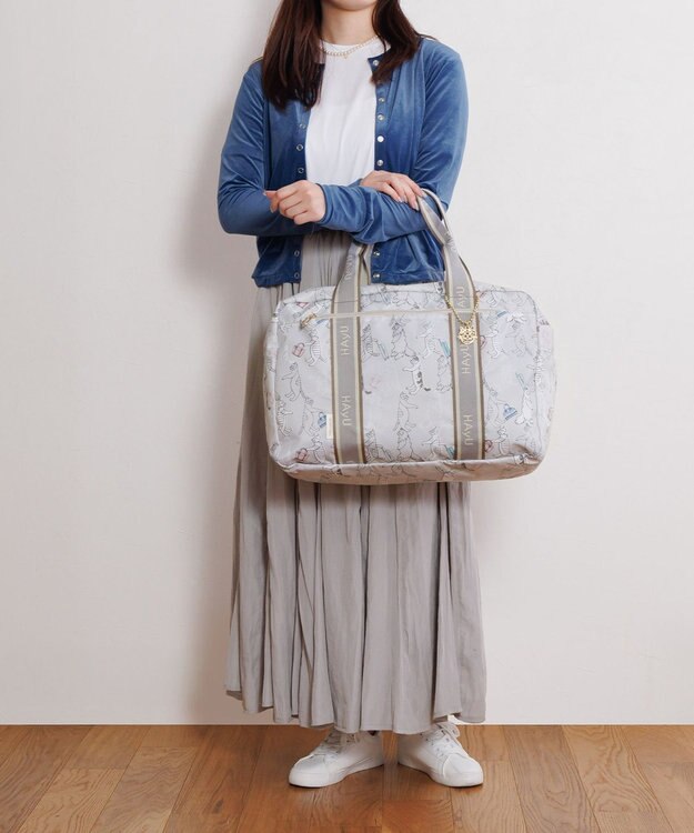 ACE BAGS & LUGGAGE HAyU × ace.  フォールディング 折り畳みボストンバッグ 猫柄 32L 17863 ベージュ柄