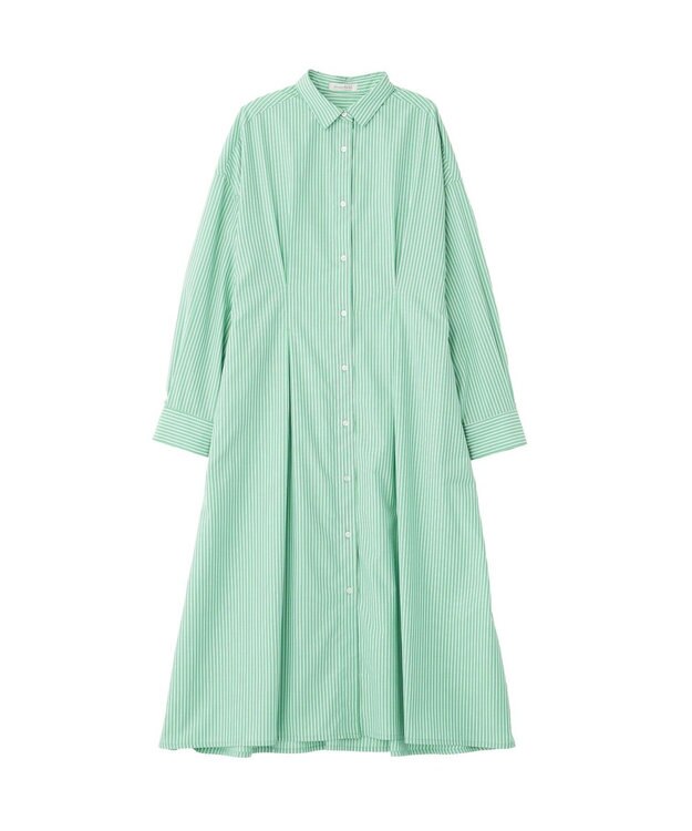 Green Parks イージーケア抜け衿ウエストタックシャツワンピース Pink