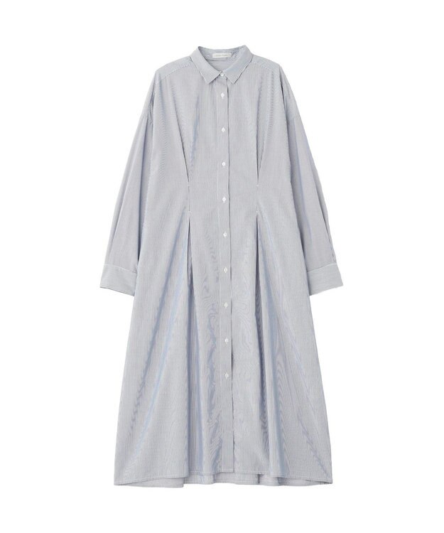 Green Parks イージーケア抜け衿ウエストタックシャツワンピース Navy