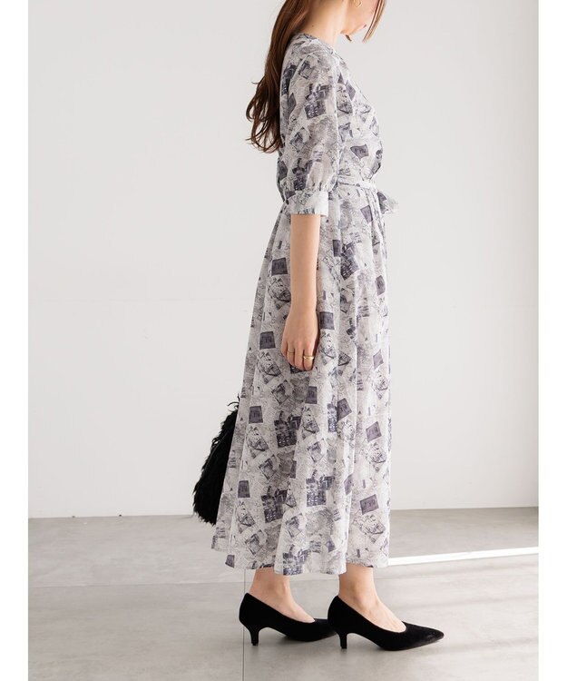 Te chichi マップパターンプリントワンピース ブラック