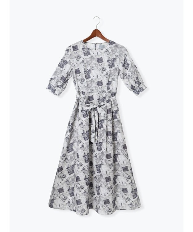 Te chichi マップパターンプリントワンピース ブラック