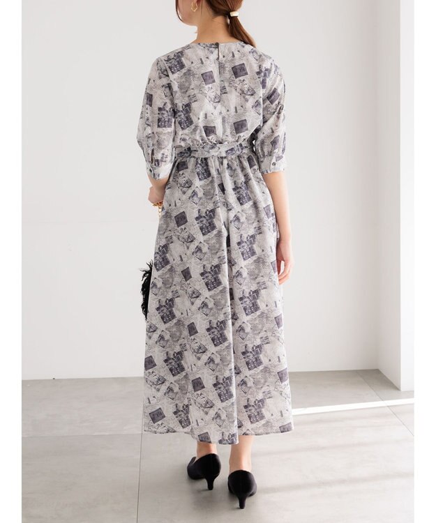 Te chichi マップパターンプリントワンピース ブラック