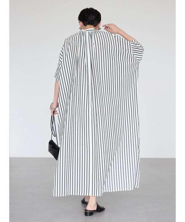 AMERICAN HOLIC イージーケア＋接触冷感丈違い強撚ワッシャーワンピース Stripe Black