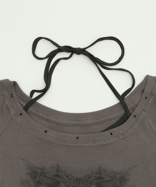 WEGO ハトメレイヤードグラフィックT ブラック中濃色