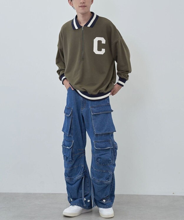 CRAFT STANDARD BOUTIQUE 【ユニセックス】裏毛ハーフジップスウェット Khaki