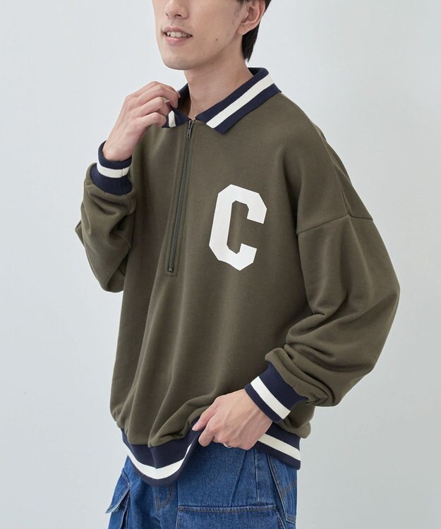 CRAFT STANDARD BOUTIQUE 【ユニセックス】裏毛ハーフジップスウェット Khaki