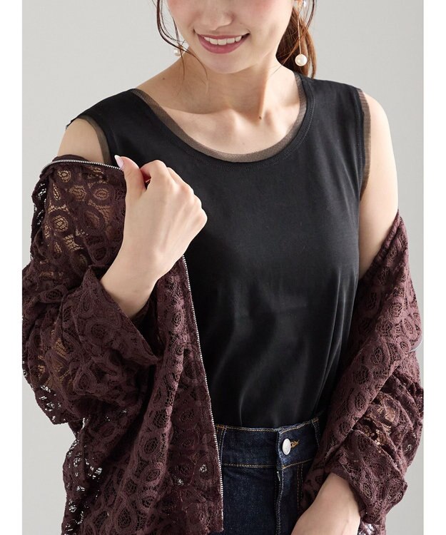 Te chichi チュールトリムタンクトップ ブラック