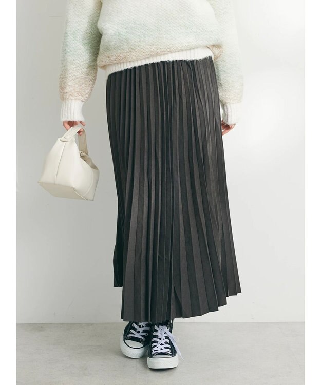 CRAFT STANDARD BOUTIQUE ピーチアコーディオンプリーツスカート Charcoal Gray