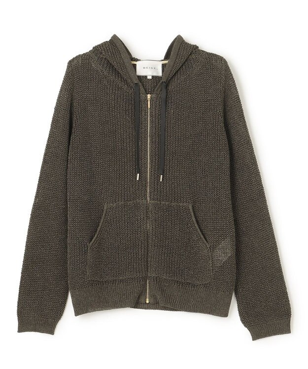BEIGE， OPTICAL / フードカーディガン Khaki