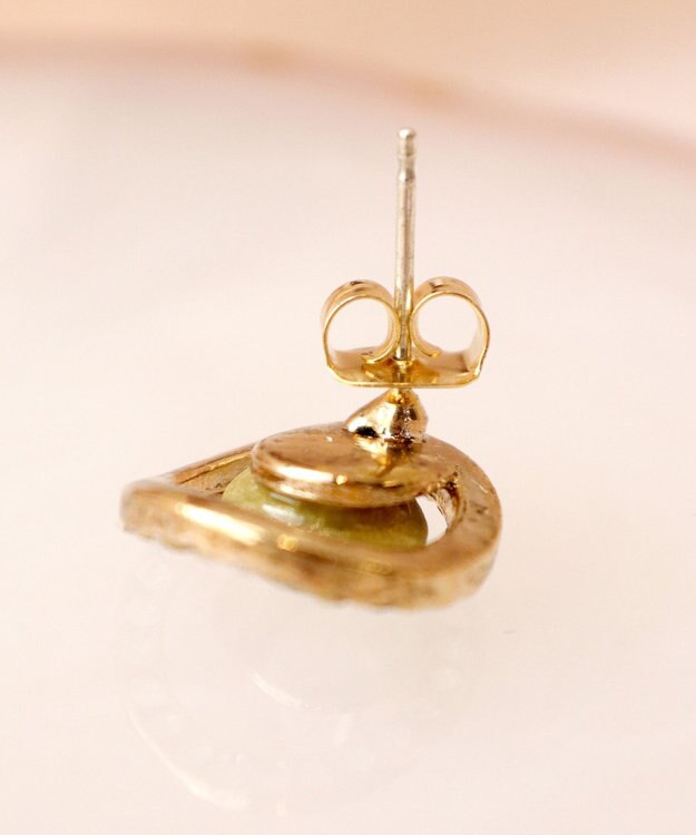 Tiaclasse 【金属アレルギー対応】 一粒クリスタルサークルピアス オフホワイト×ゴールド