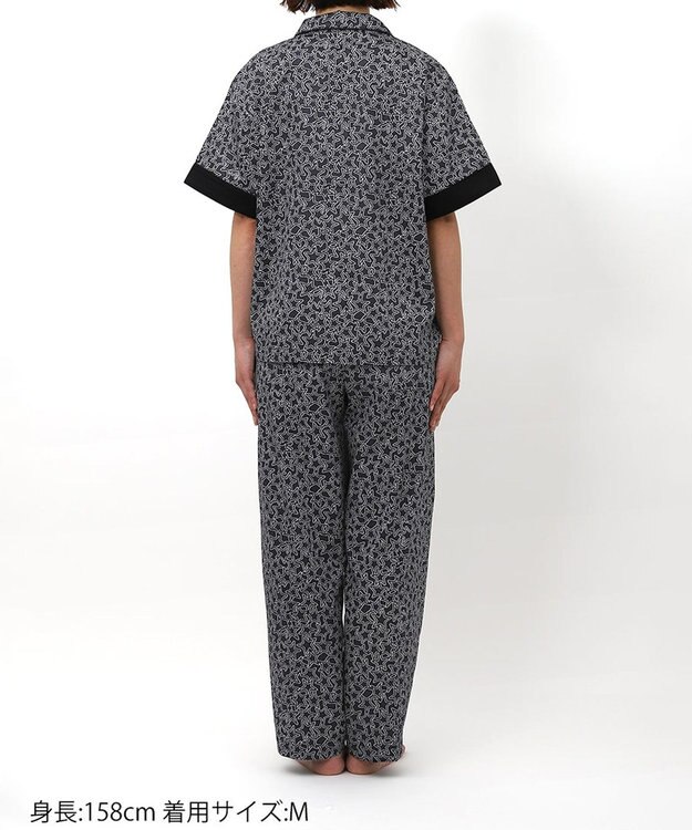 ワコール／睡眠科学 パジャマ 5分袖 半袖 長ズボン 綿100%(本体) サテン 【睡眠科学×mintdesigns】 レディース YDT105 睡眠科学／ワコール ブラック