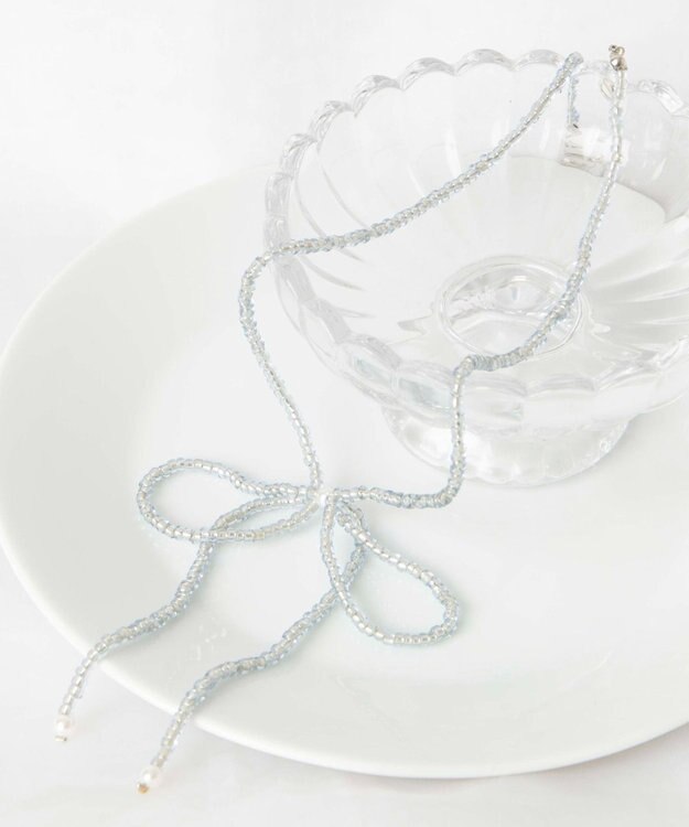 WEGO LビーズBIGリボンネックレス サックス