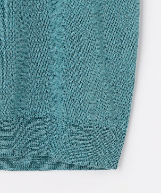 自由区 L ペーパーコットンスクエアネックニット プルオーバー ターコイズ