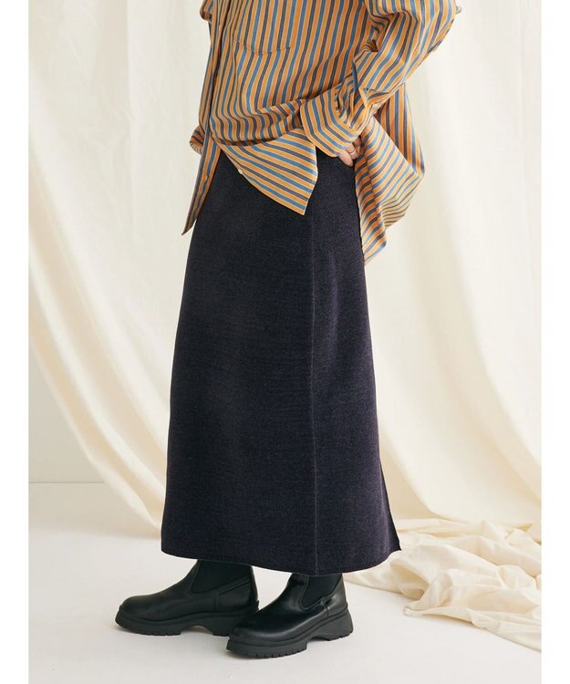 CRAFT STANDARD BOUTIQUE シェニールヤーンニットスカート Navy