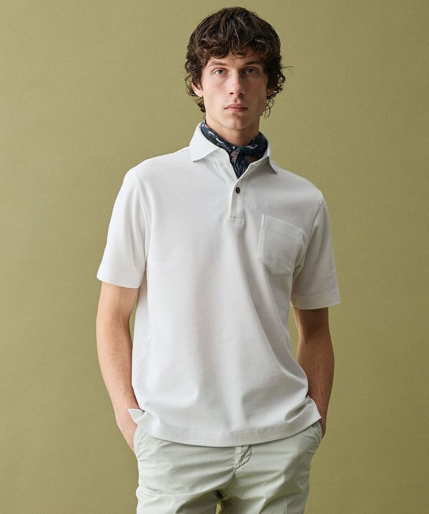 JOSEPH ABBOUD 【日本製】RCF綿ローン ペイズリープリント スカーフ ピーコックグリーン系7