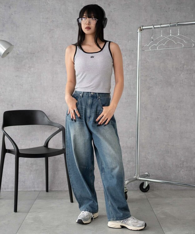 WEGO 【カップ付きインナー】グラフィックカップ付きリブタンク 柄5