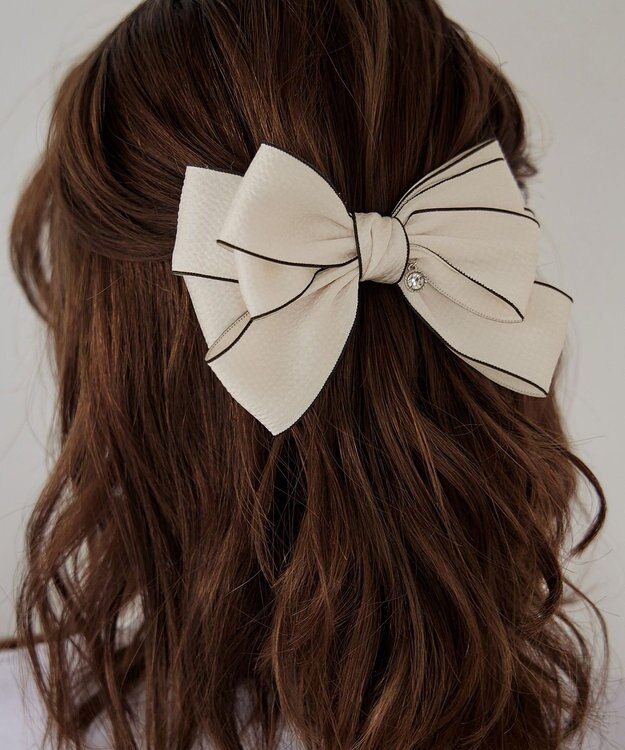 Tiaclasse 配色リボンバレッタ オフホワイト