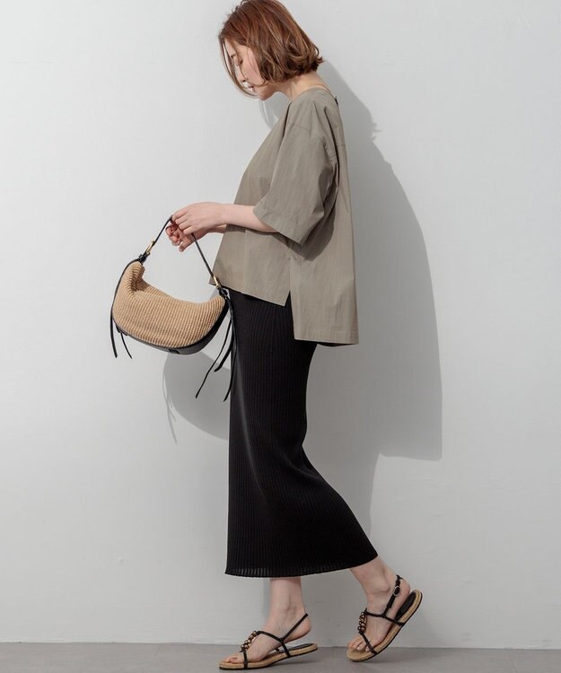 23区 【先行予約/SLOW/一部店舗限定】コットンナイロンタイプライター T ブラウス カーキ