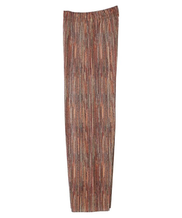 Green Parks セルフカットプリーツワイドパンツ Stripe Brown