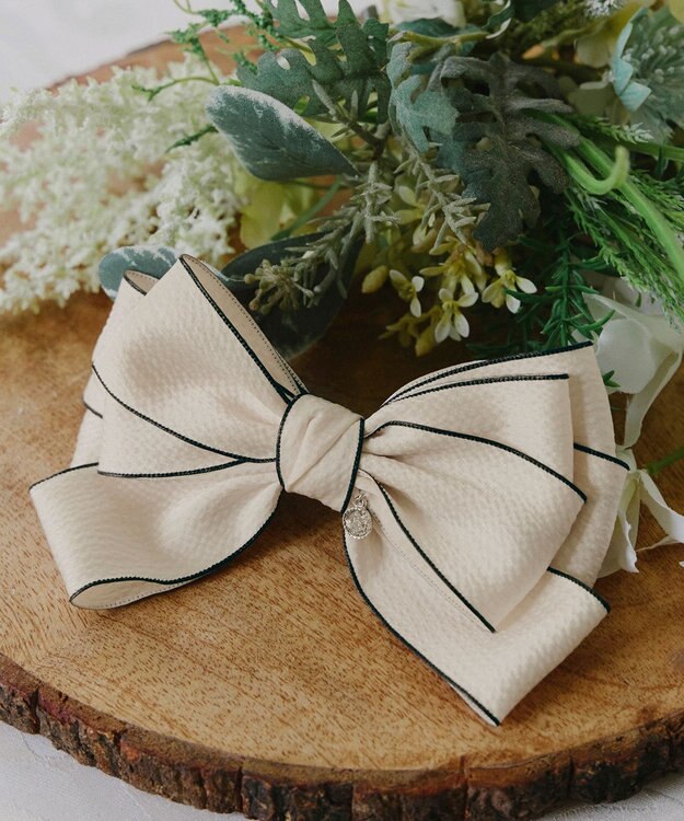 Tiaclasse 配色リボンバレッタ オフホワイト