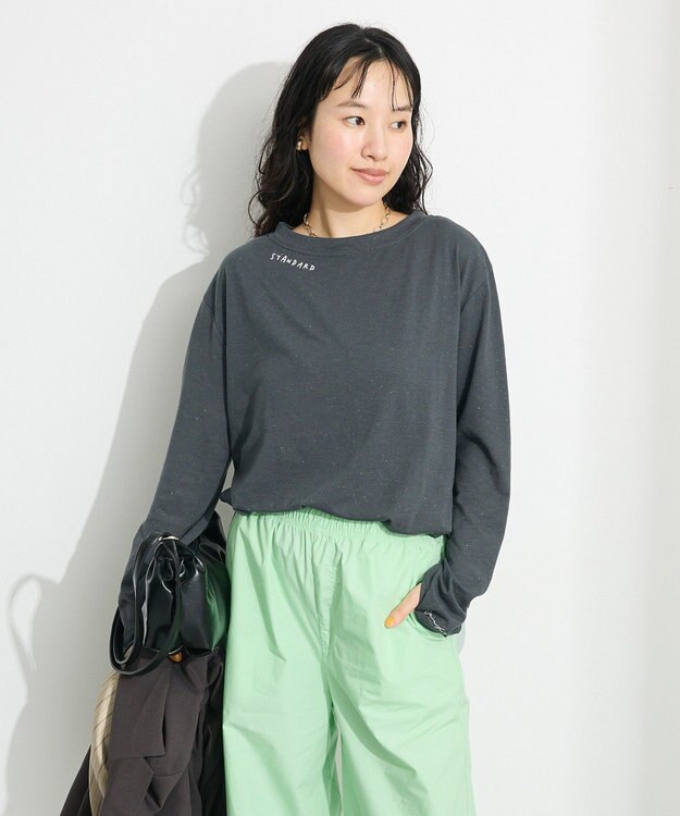 CRAFT STANDARD BOUTIQUE ラメ天竺刺繍ロンTEE Charcoal Gray