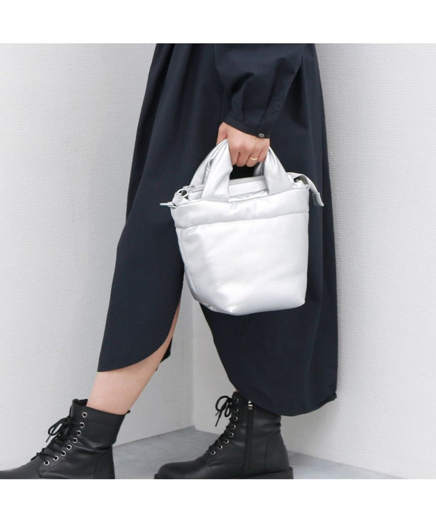 UNBILLION カシュカシュ cachecache / ポーチ付きパファーミニトートバッグ シルバー