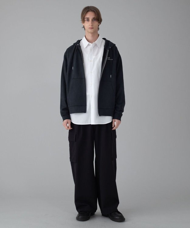 WEGO 【ユニセックス着用ITEM/MLサイズ展開】フェイクスウェードZIPパーカー ブラック中濃色