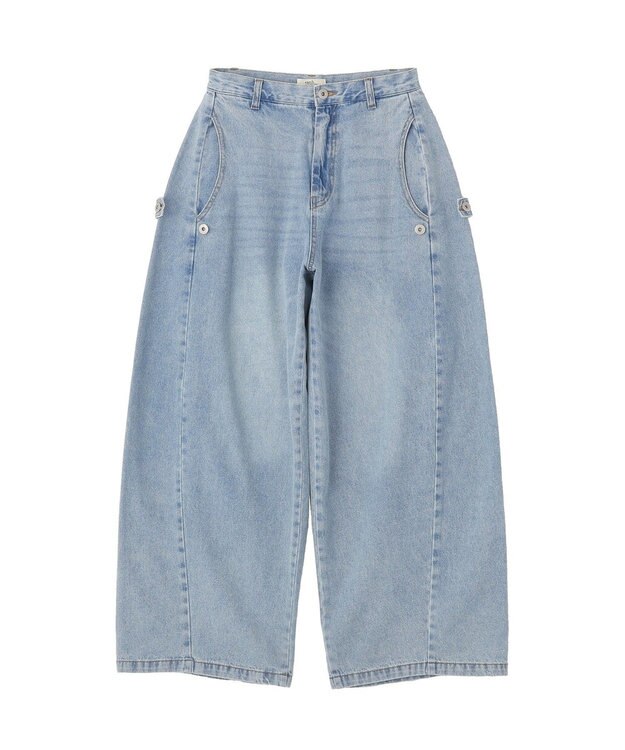 earth music&ecology サイドタックスーパーワイドデニムパンツ Light Blue