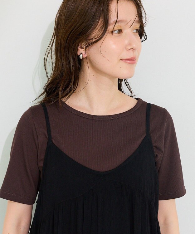 Green Parks レーヨンクレープキャミワンピース Black