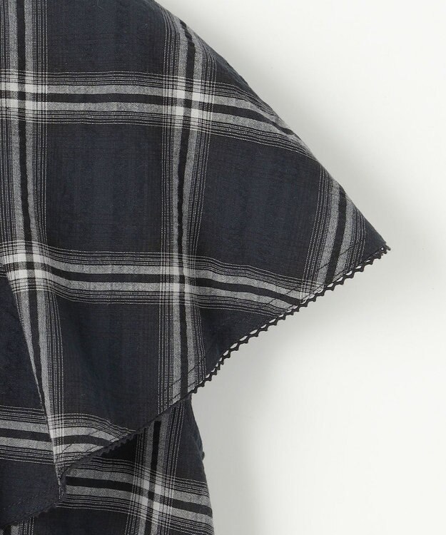 ANY SIS 【洗える】サッカーチェック ブラウス ネイビー