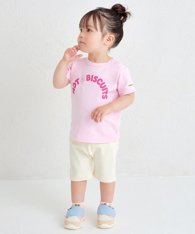 MIKI HOUSE HOT BISCUITS 【70-120cm】ロゴシリーズ 半袖Tシャツ ピンク