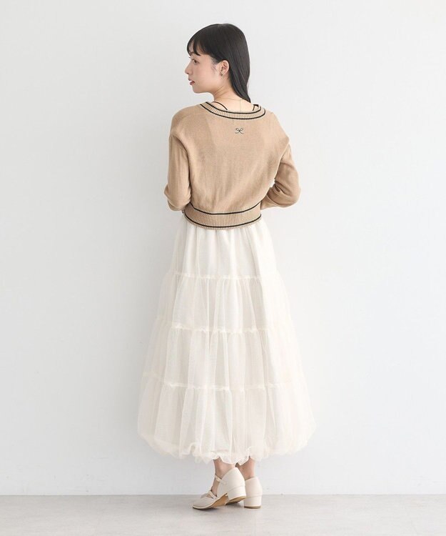 earth music&ecology キャットロゴショートニットプルオーバー Gray Beige