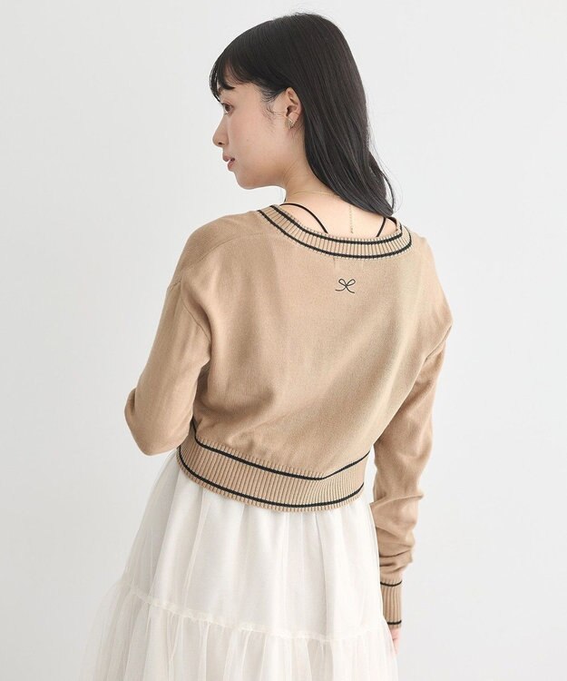 earth music&ecology キャットロゴショートニットプルオーバー Gray Beige