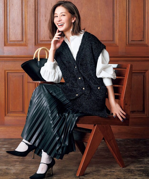 UNFILO 【STORY×UNFILO】シャギーニット ベスト ブラック