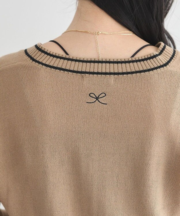 earth music&ecology キャットロゴショートニットプルオーバー Gray Beige