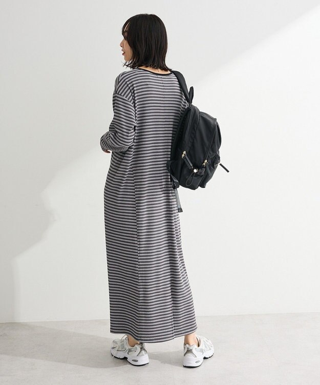 Green Parks ヘンリーネックワンピース Border Gray