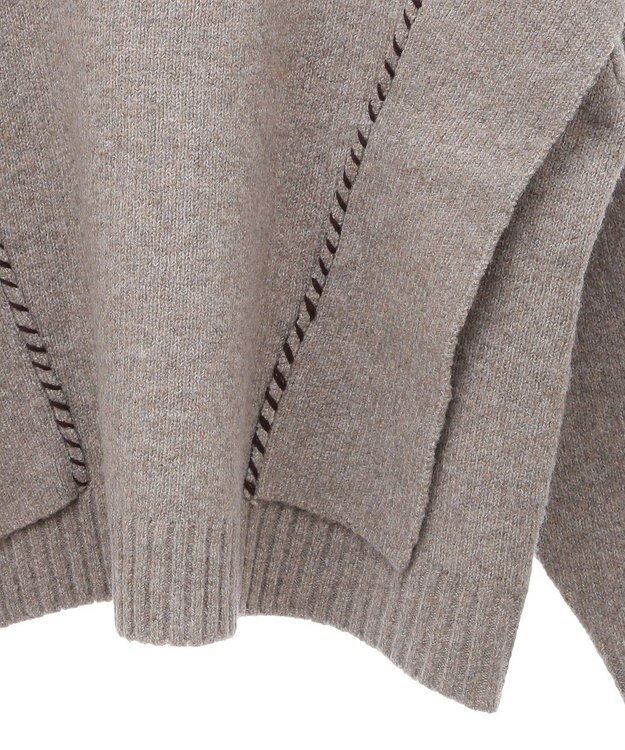 CRAFT STANDARD BOUTIQUE 洗える/ハンドステッチデザインニットプルオーバー Gray Beige