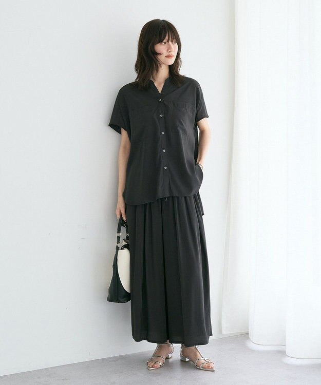 YECCA VECCA 【セットアップ可能】ポケットスキッパーシャツ Charcoal Gray