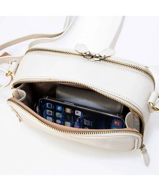 UNBILLION アトランタ ATLANTA / 牛革BOX型ウォレットショルダー アイボリー