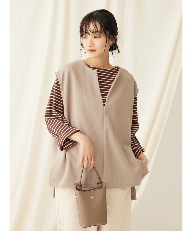 CRAFT STANDARD BOUTIQUE スキッパーカットベスト Gray Beige